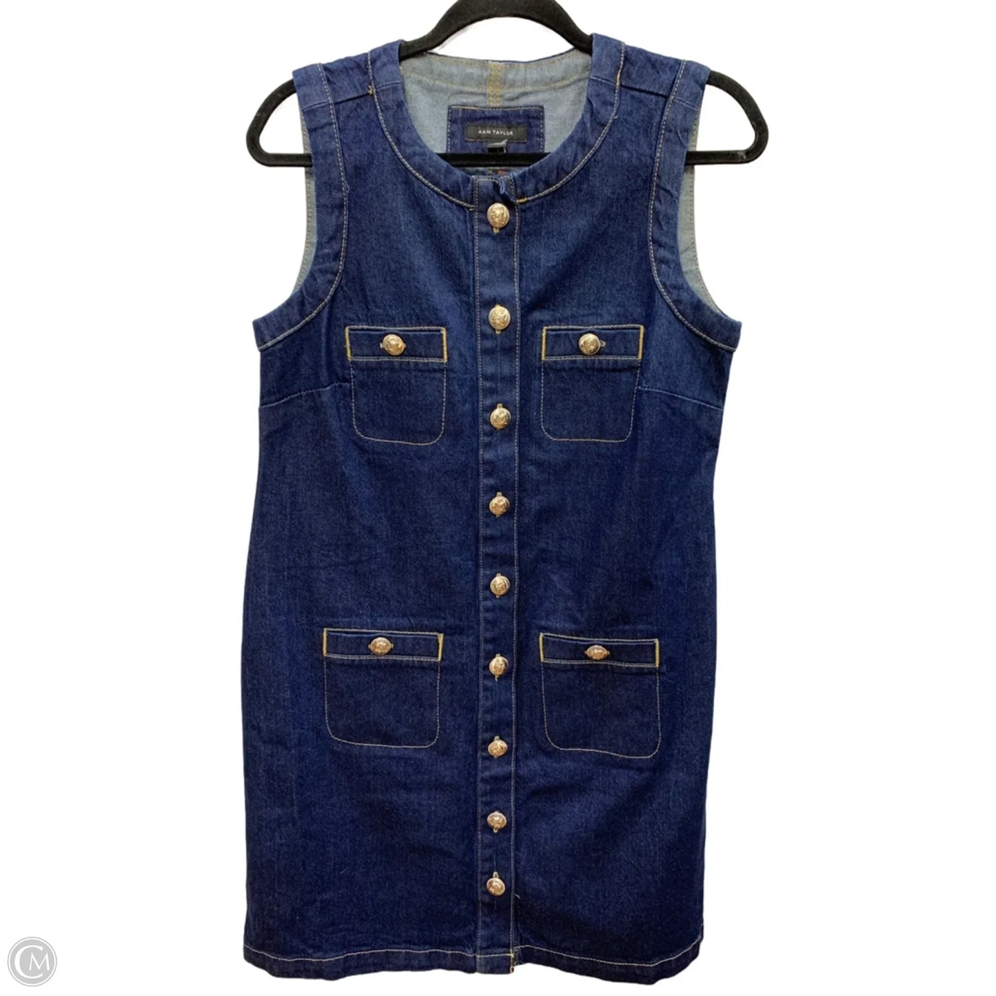 Dress Casual Midi By Ann Taylor In Blue Denim, Size: 4p