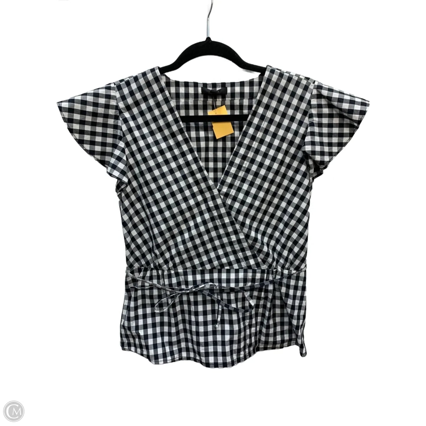 Blouse Short Sleeve By J. Crew In Checkered Pattern, Size: 4