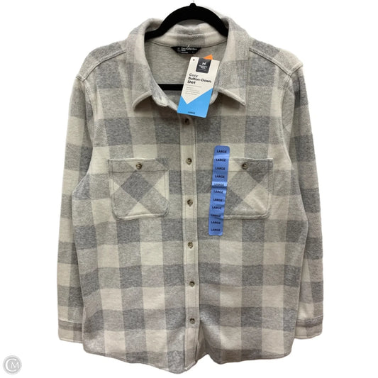 Jacket Shirt By Members Mark In Plaid Pattern, Size: L
