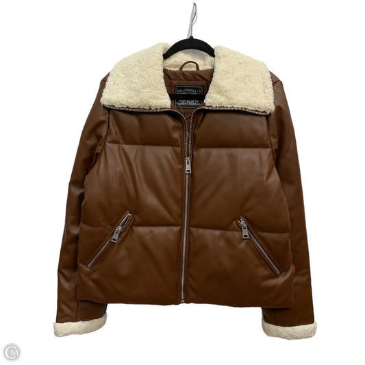 Coat Faux Fur & Sherpa By Levis In Brown, Size: L