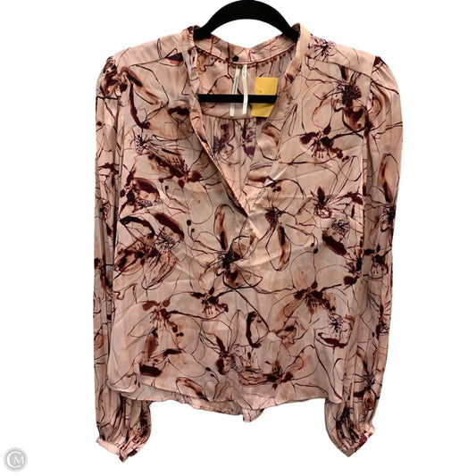 Blouse Long Sleeve By Anthropologie In Pink & Purple, Size: M