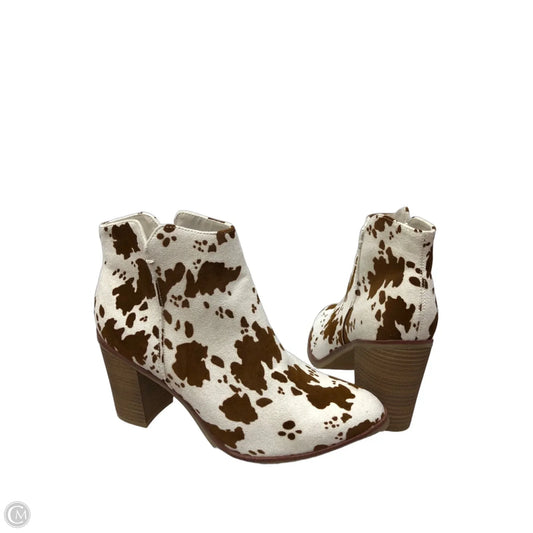 Boots Ankle Heels By Altard State In Animal Print, Size: 8.5