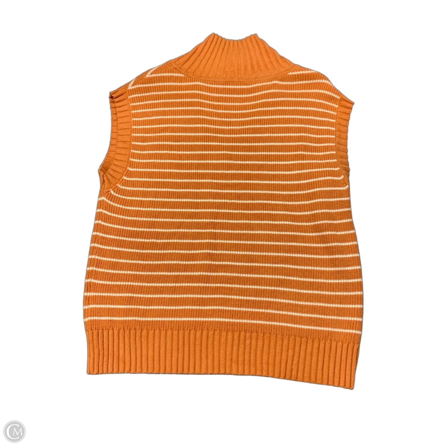 Sweater Short Sleeve By Clothes Mentor In Orange & White, Size: M