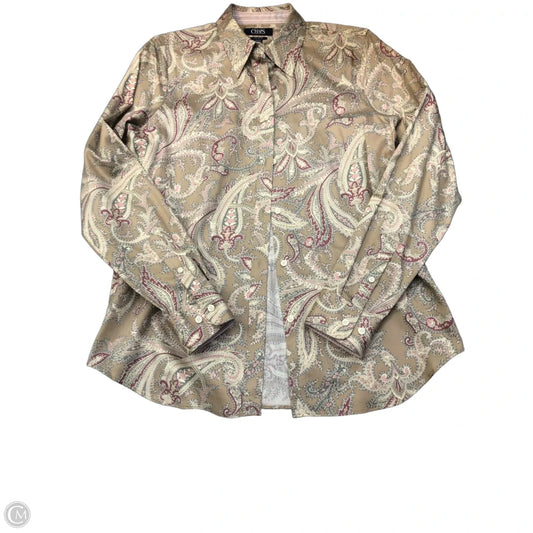 Blouse Long Sleeve By Chaps In Tan, Size: M
