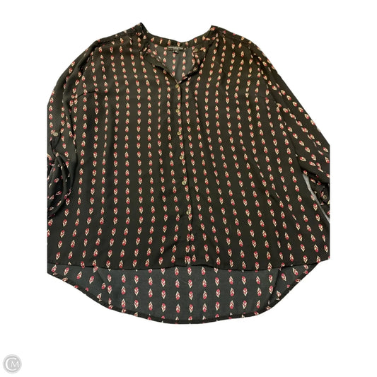 Blouse Long Sleeve By Signature Studio In Black & Red, Size: 2x