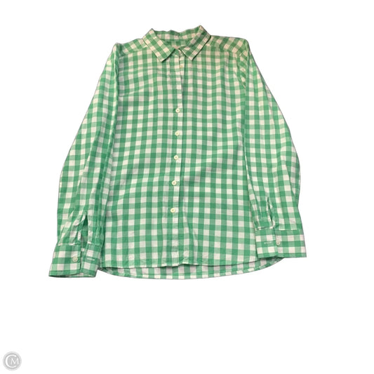 Blouse Long Sleeve By Loft In Green & White, Size: M