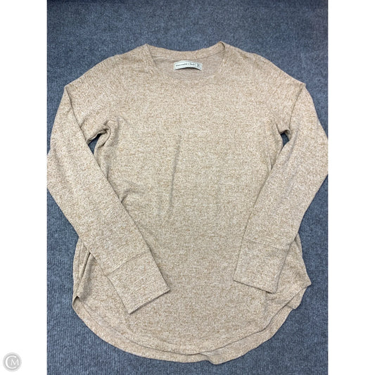Top Long Sleeve By Abercrombie And Fitch In Tan, Size: M