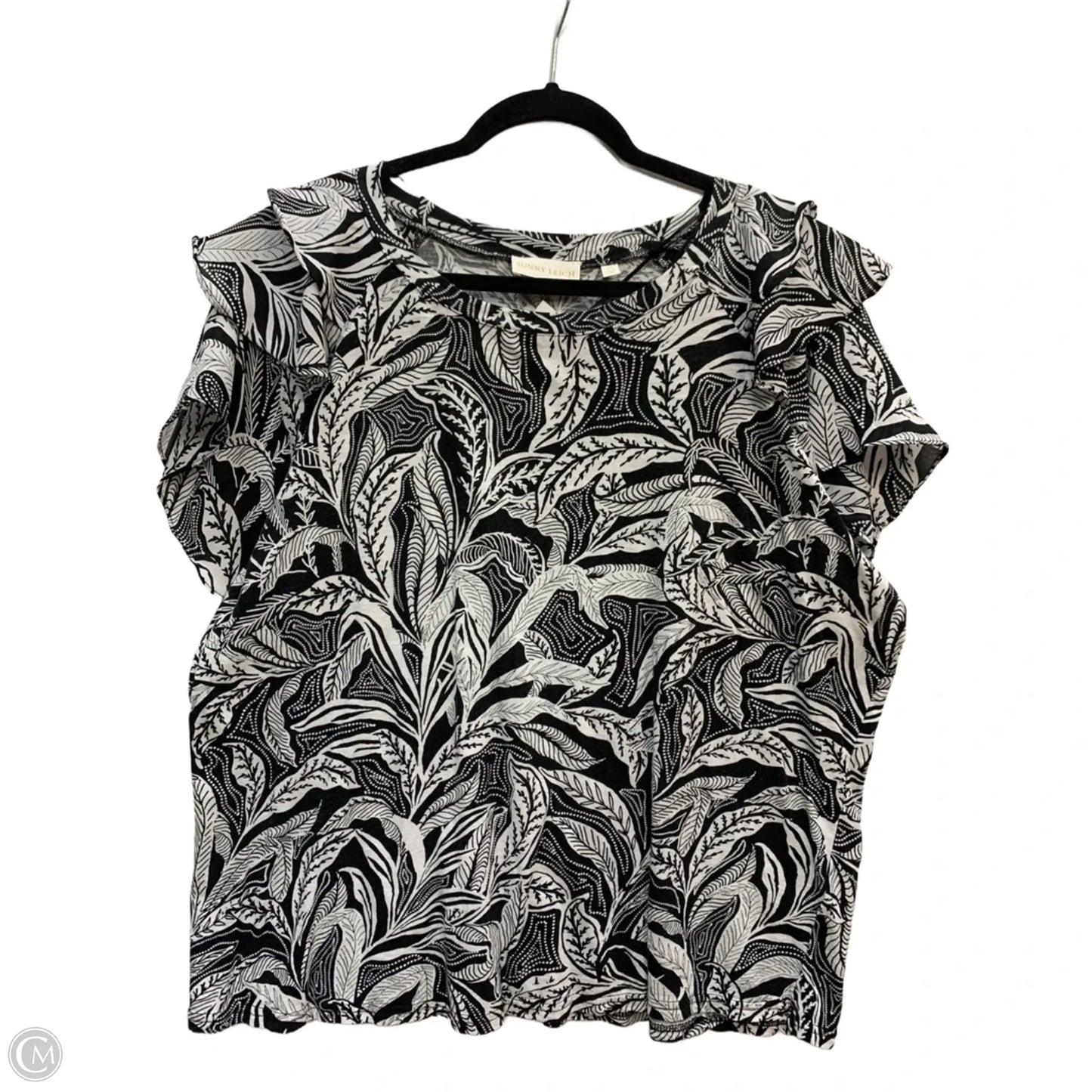 Top Short Sleeve By Sunny Leigh In Black & White, Size: 2x