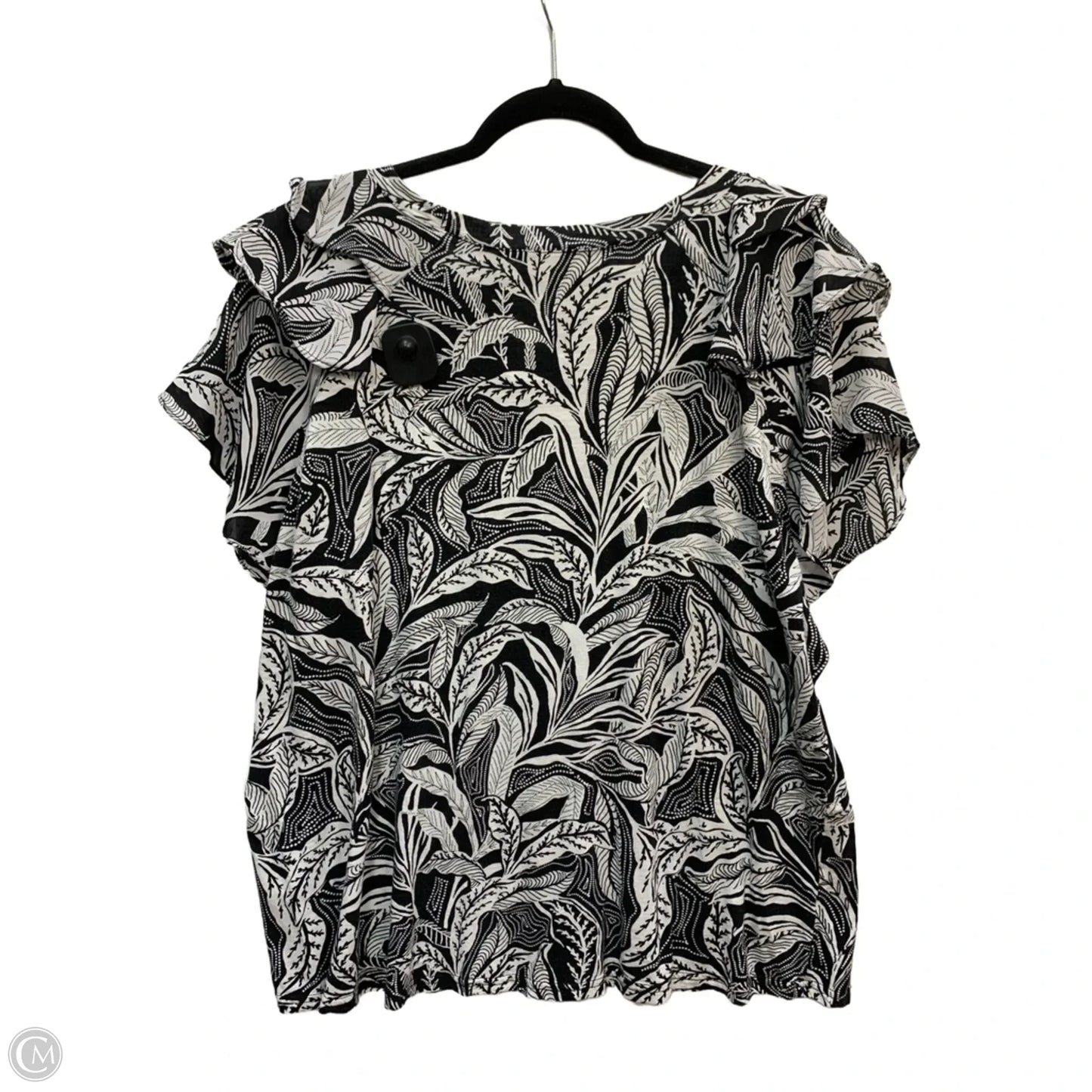 Top Short Sleeve By Sunny Leigh In Black & White, Size: 2x