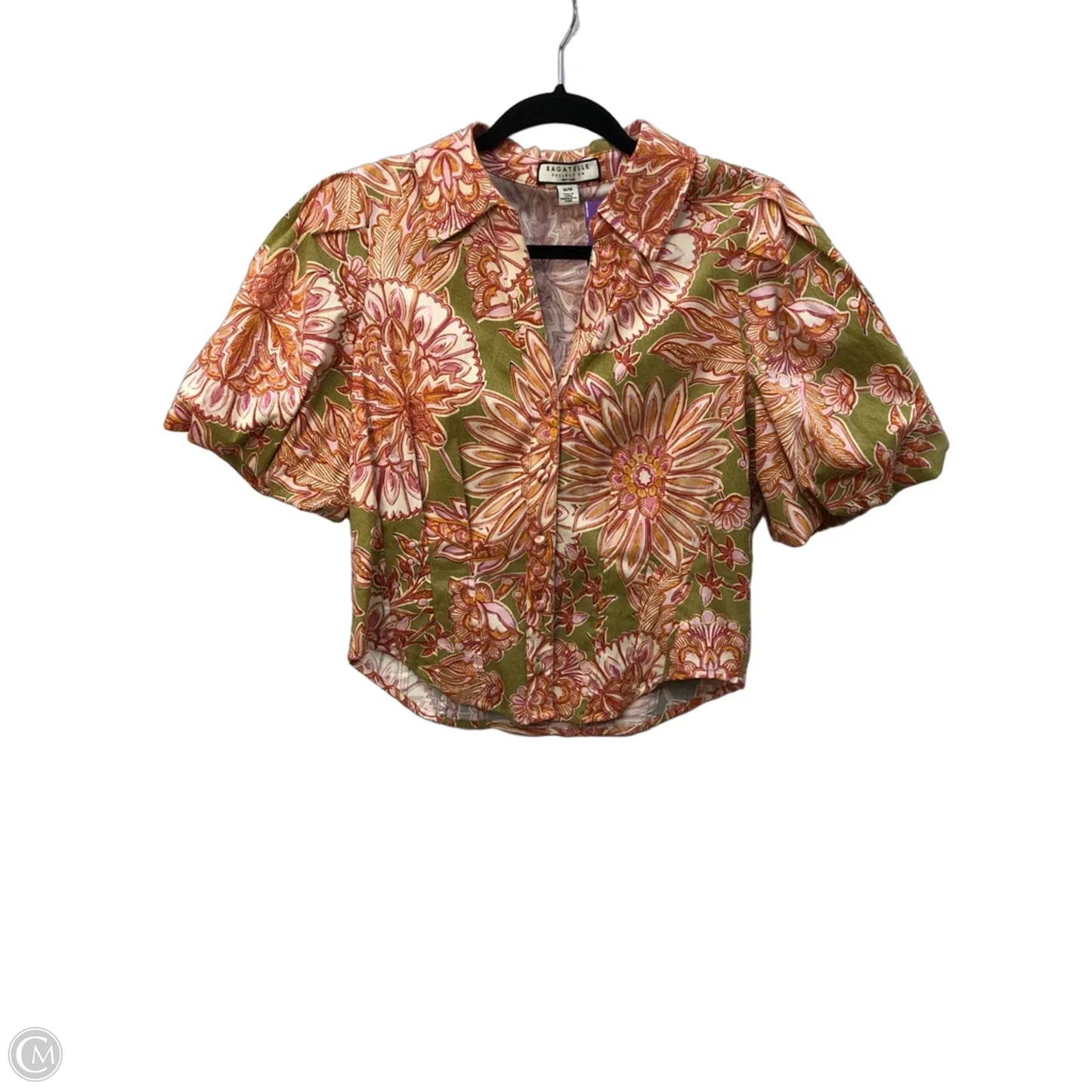 Top Short Sleeve By Bagatelle In Green & Orange, Size: M