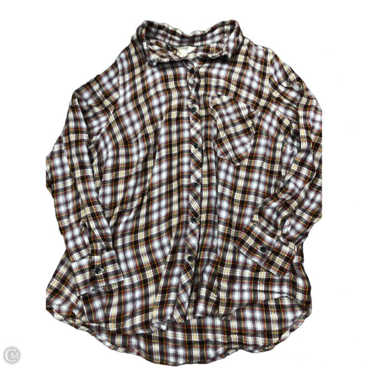 Top Long Sleeve By Terra & Sky In Plaid Pattern, Size: 1x