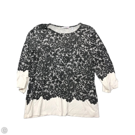 Top 3/4 Sleeve By Isaac Mizrahi Live Qvc In Black & White, Size: L
