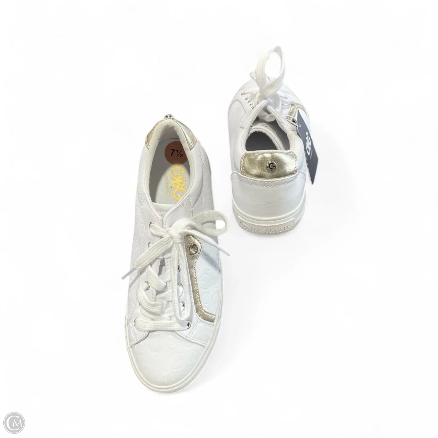 Shoes Sneakers By Clothes Mentor In Gold & White, Size: 7.5