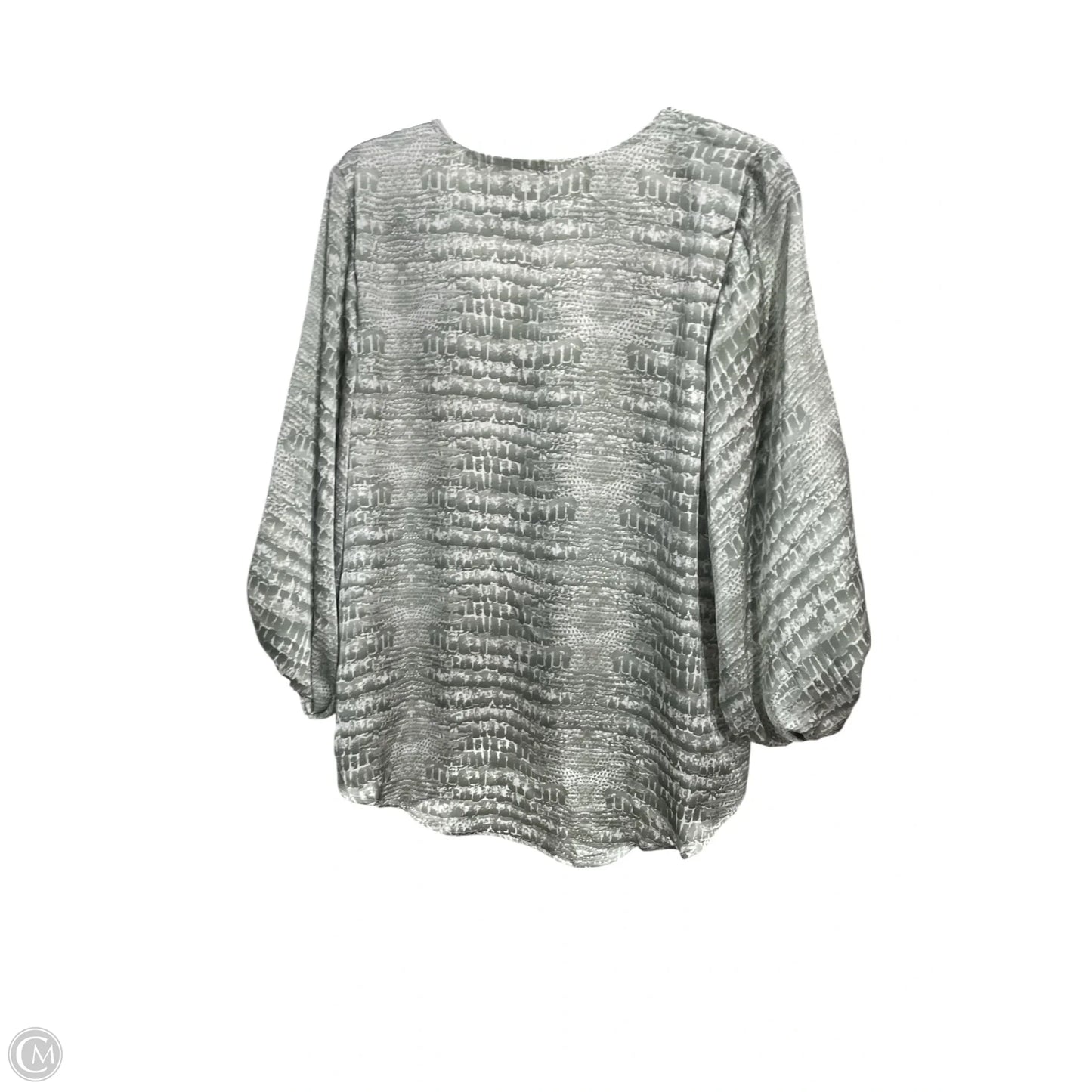 Blouse Long Sleeve By Clothes Mentor In Grey & White, Size: L