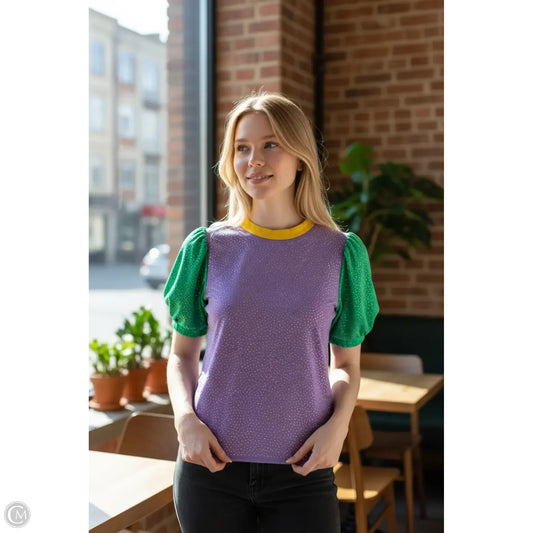 Blouse Short Sleeve By Bibi In Multi-colored, Size: S