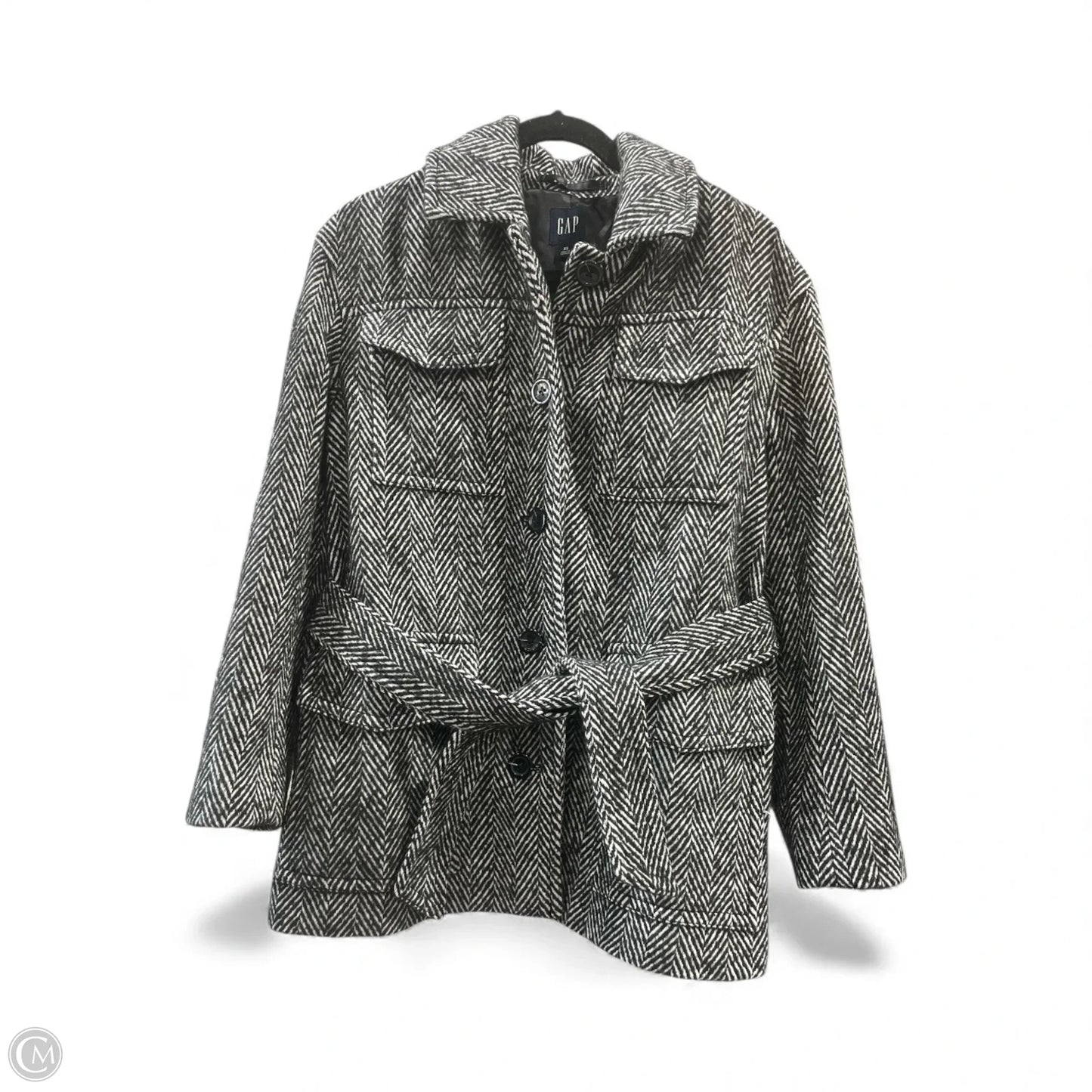 Coat Peacoat By Gap In Black & White, Size: Xs