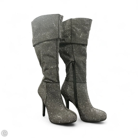 Boots Mid-calf Heels By Andiano In Black & Silver, Size: 7