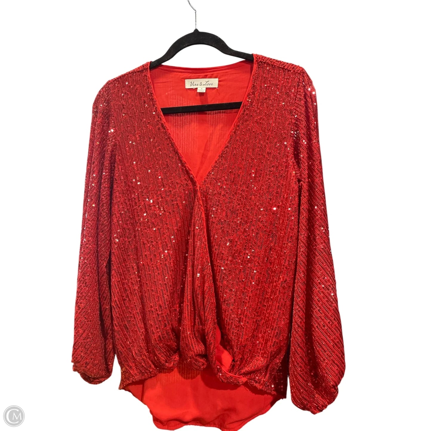 Blouse Long Sleeve By Vine & Love In Red, Size: S