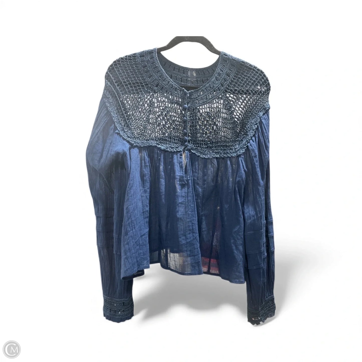 Blouse Long Sleeve By Free People In Blue, Size: Xs