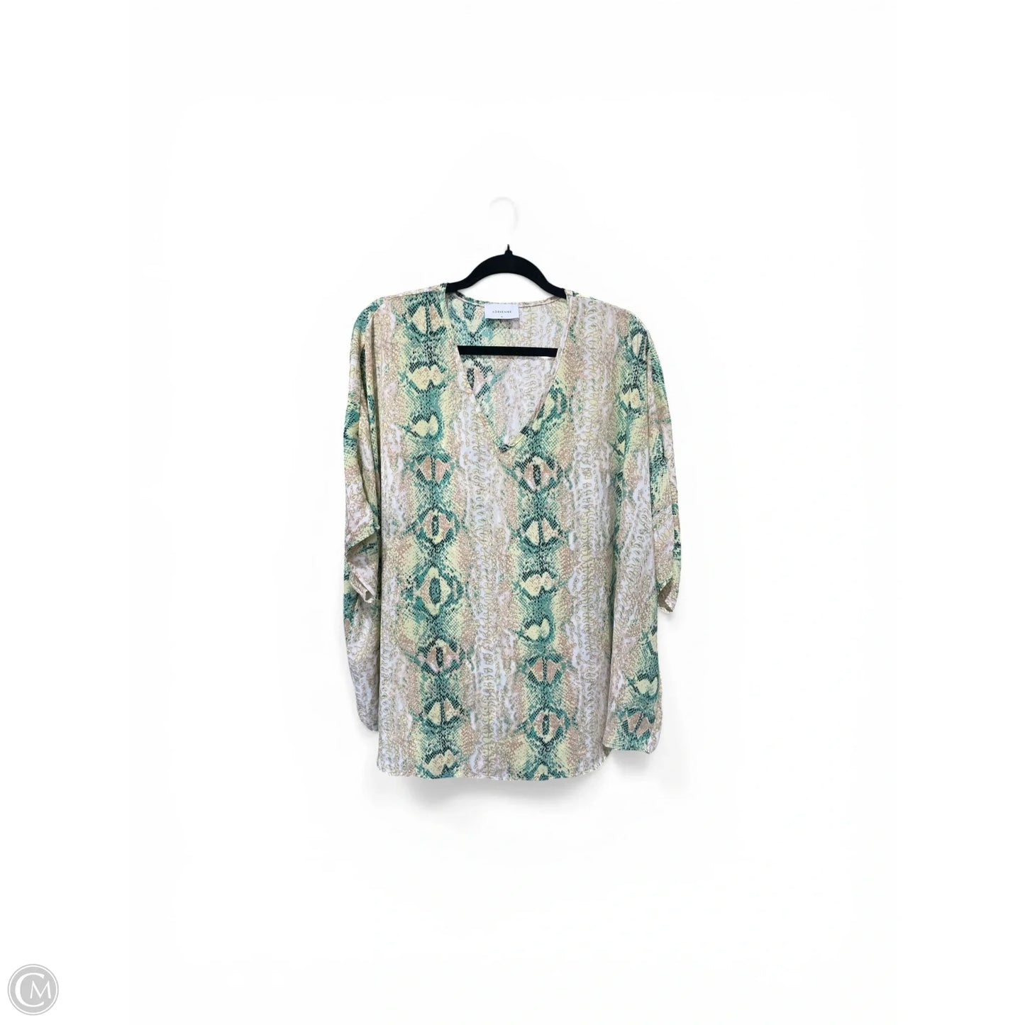 Blouse Short Sleeve By Adrienne In Snakeskin Print, Size: S
