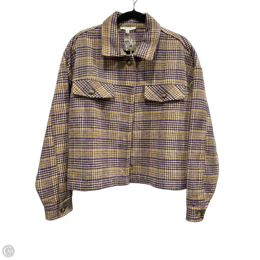 Jacket Shirt By Clothes Mentor In Purple & Yellow, Size: M