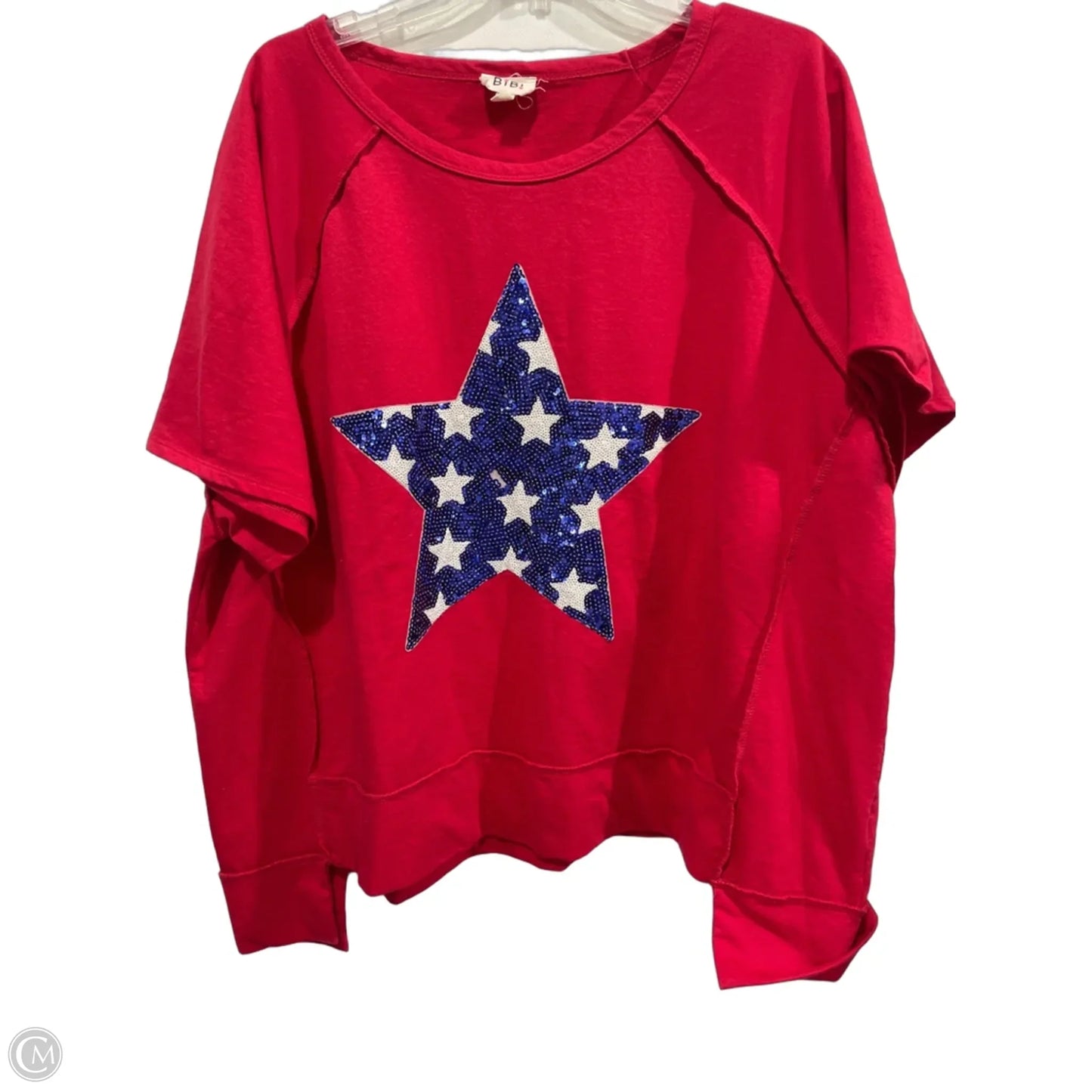 Top Short Sleeve By Bibi In Blue & Red & White, Size: Xl