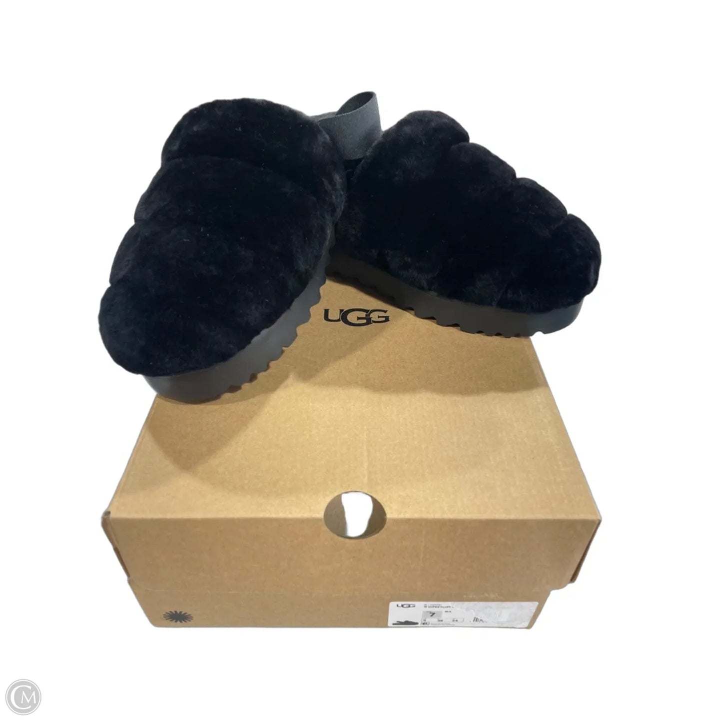 Slippers Designer By Ugg In Black, Size: 7