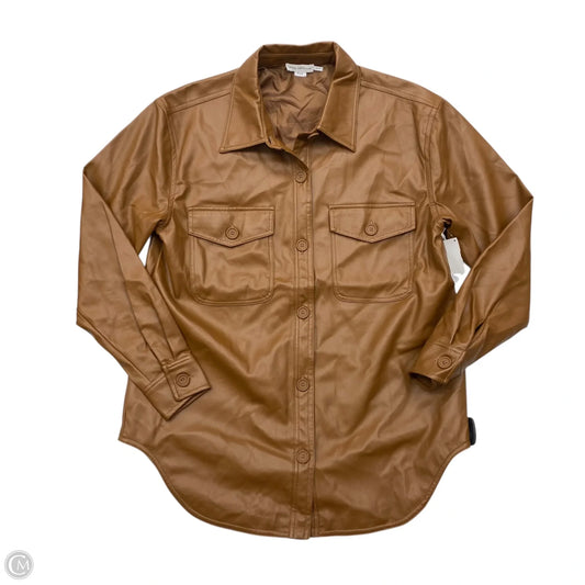 Jacket Shirt By Good American In Brown, Size: M