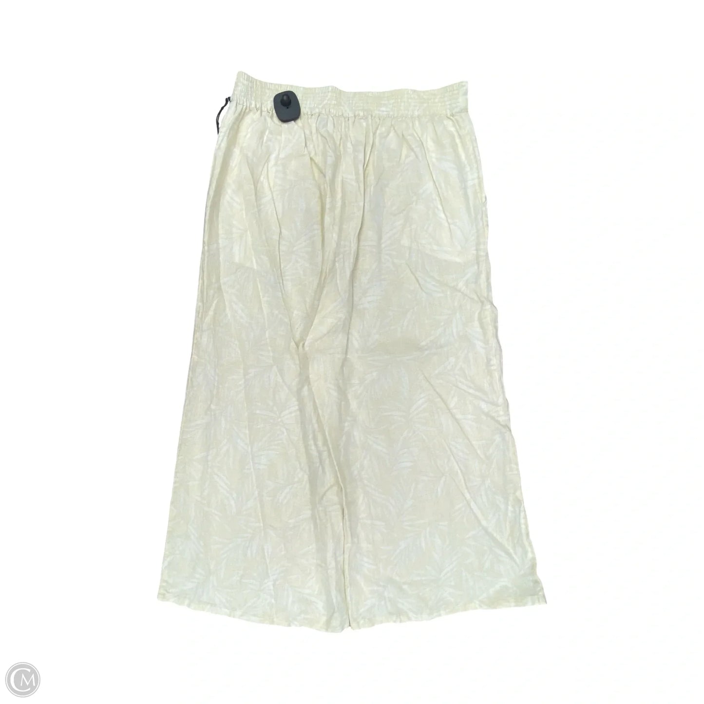 Pants Linen By Nicole Miller In White & Yellow, Size: L