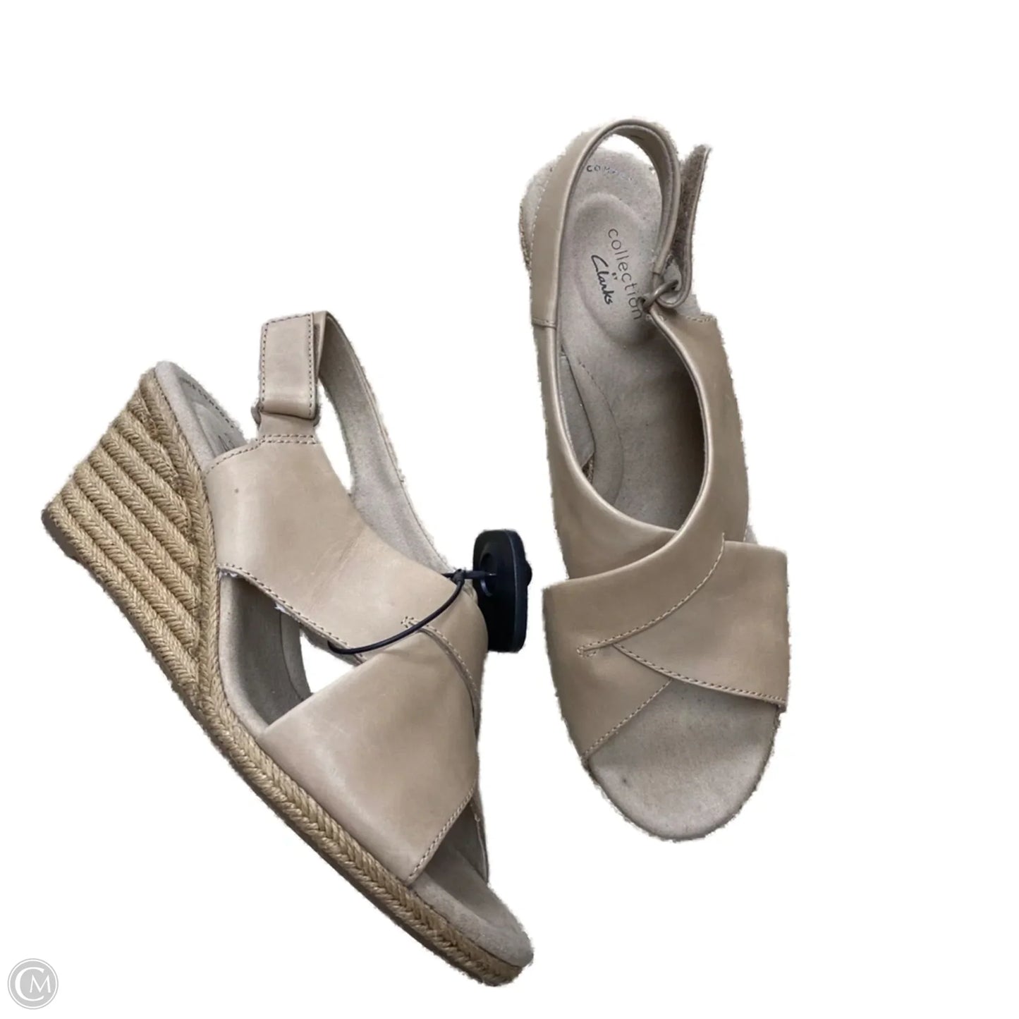 Sandals Heels Wedge By Clarks In Tan, Size: 9.5