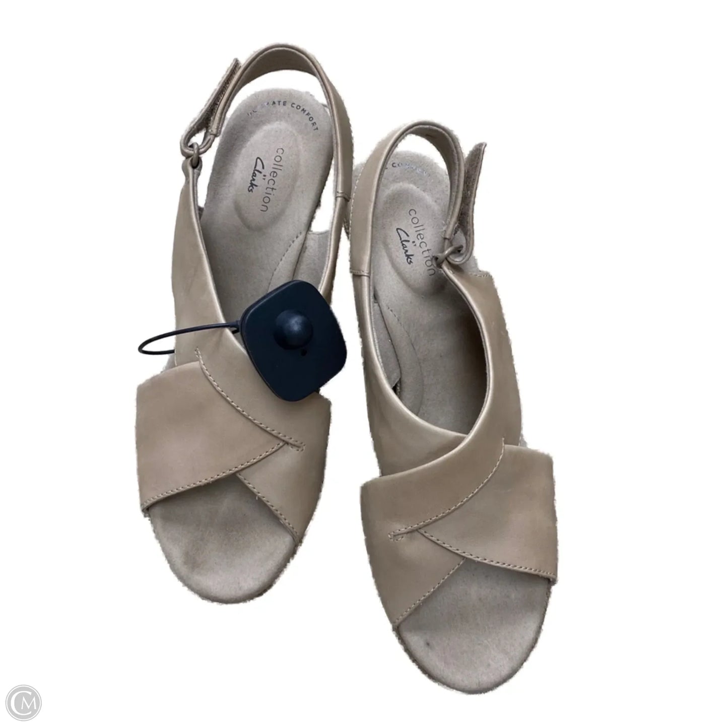 Sandals Heels Wedge By Clarks In Tan, Size: 9.5