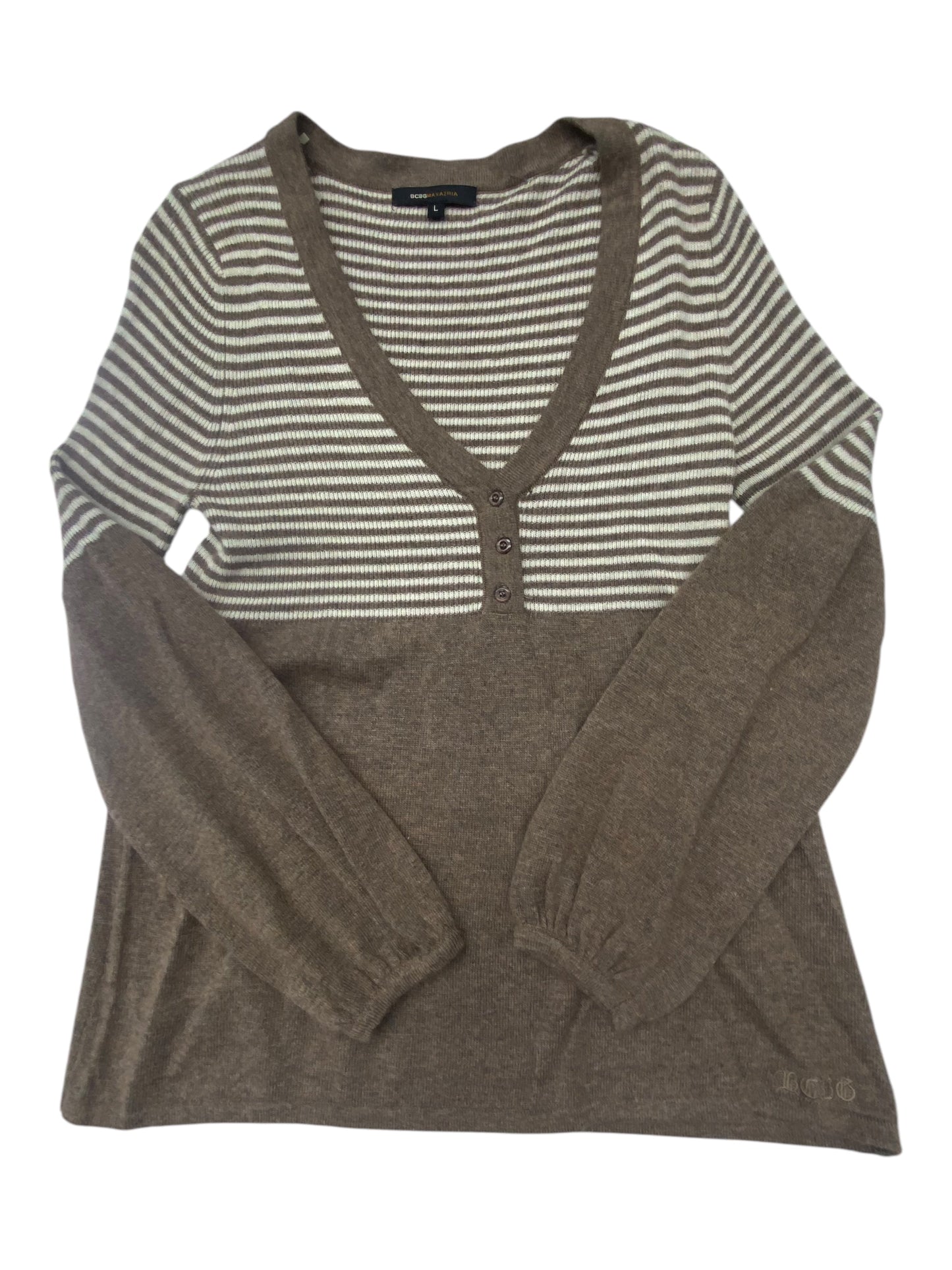 Sweater By Bcbgmaxazria In Brown & White, Size: L