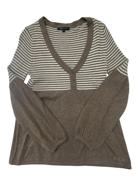 Sweater By Bcbgmaxazria In Brown & White, Size: L