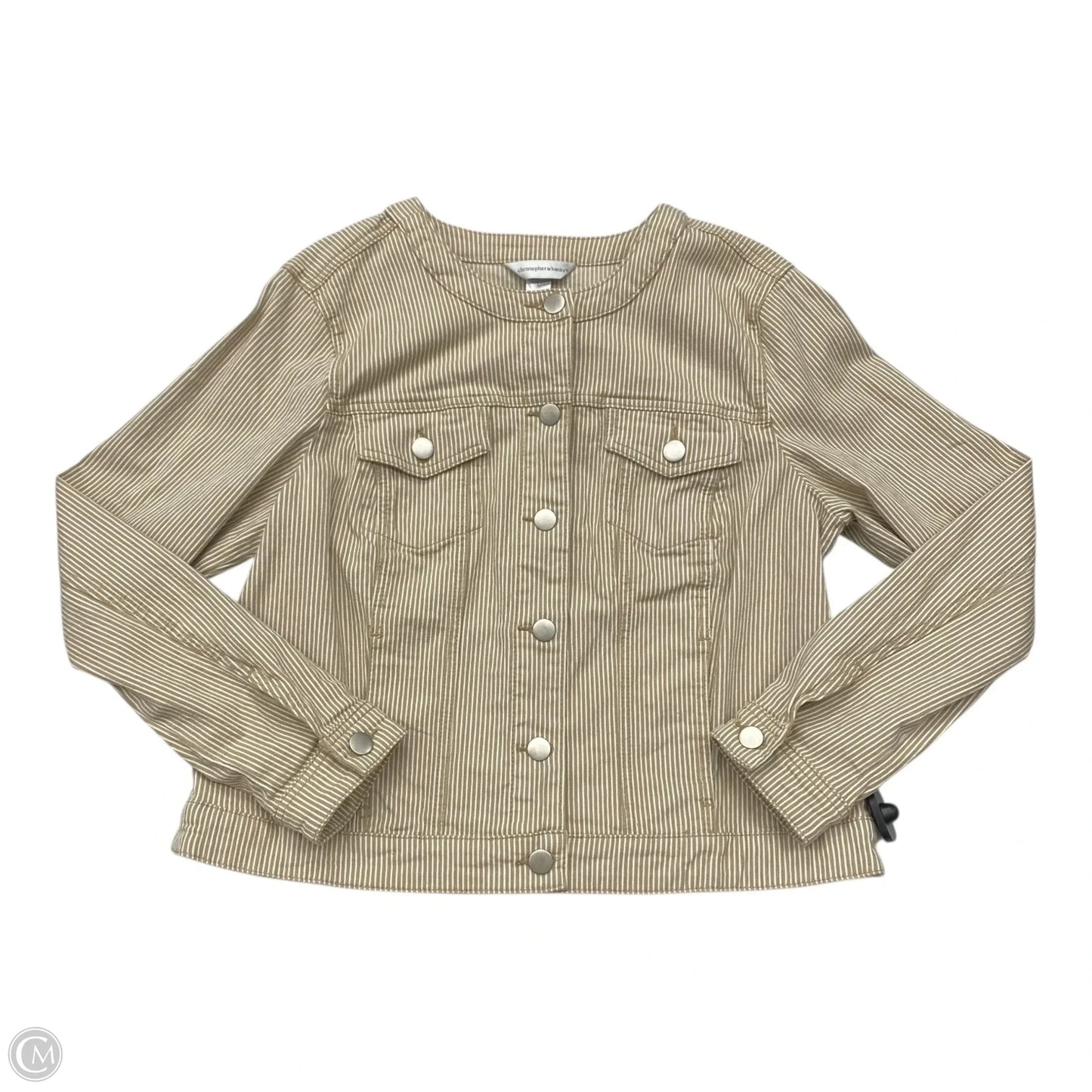 Jacket Denim By Christopher And Banks In Striped Pattern, Size: L