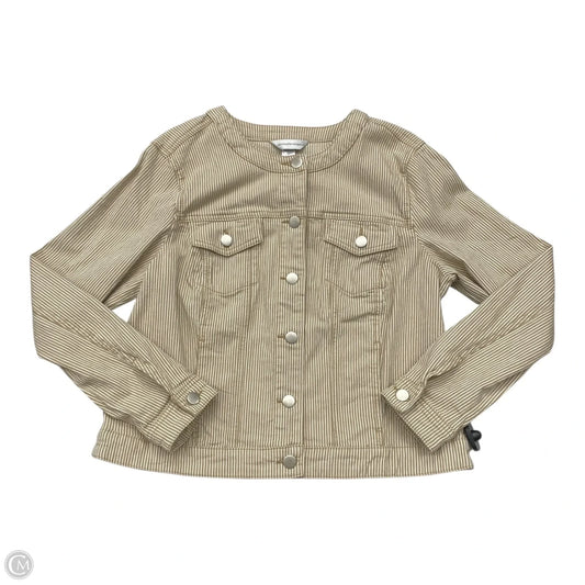 Jacket Denim By Christopher And Banks In Striped Pattern, Size: L
