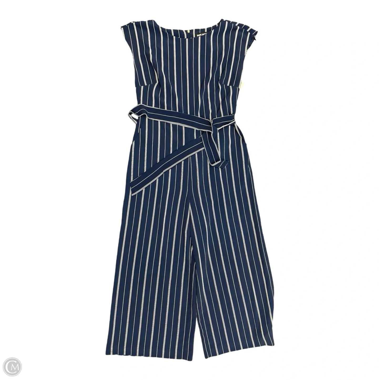 Jumpsuit Designer By Karl Lagerfeld In Blue & White, Size: 10