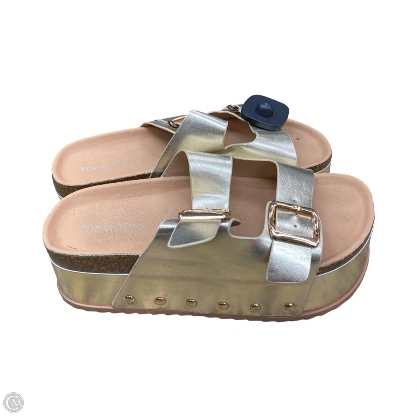 Sandals Heels Platform By Top Moda In Gold, Size: 8
