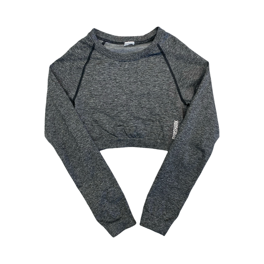 Athletic Top Ls Collar By Gym Shark In Grey, Size:M