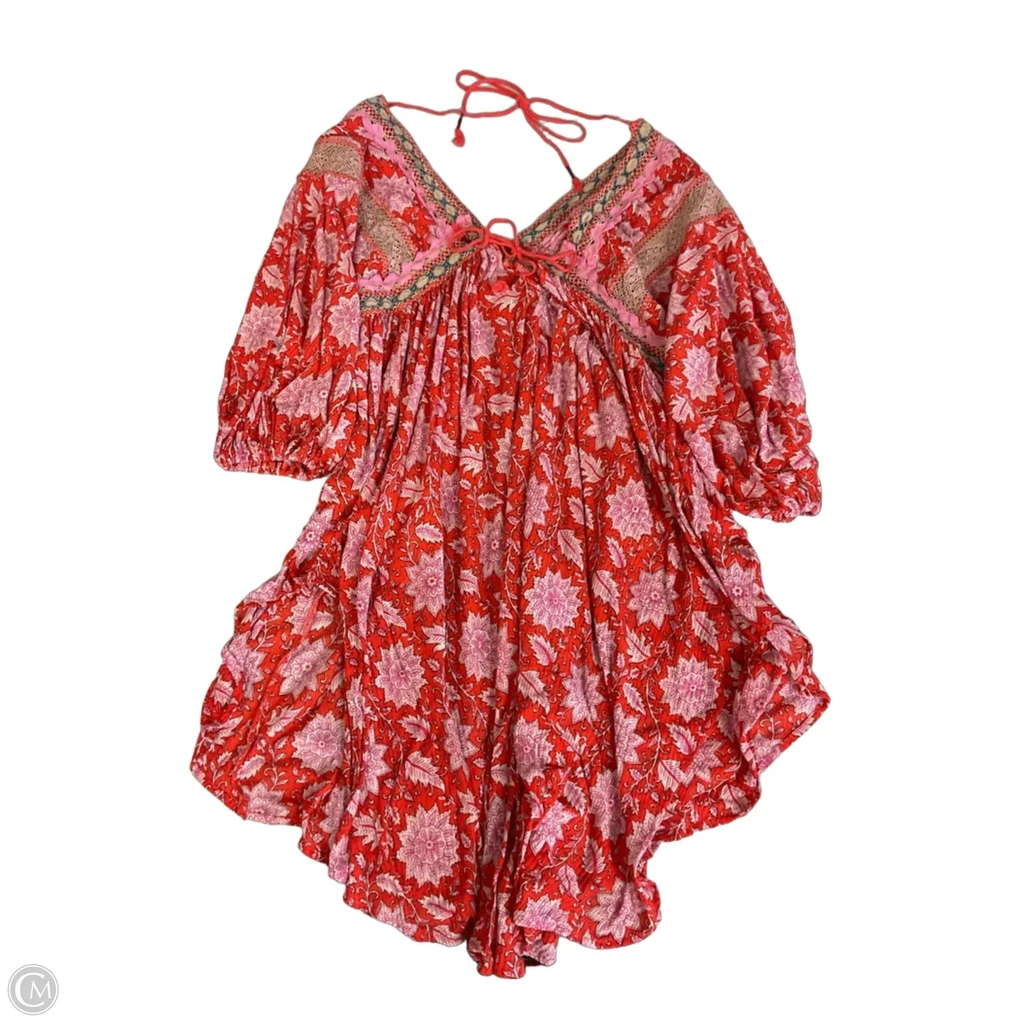 Tunic Short Sleeve By Free People In Pink & Red, Size: Xs