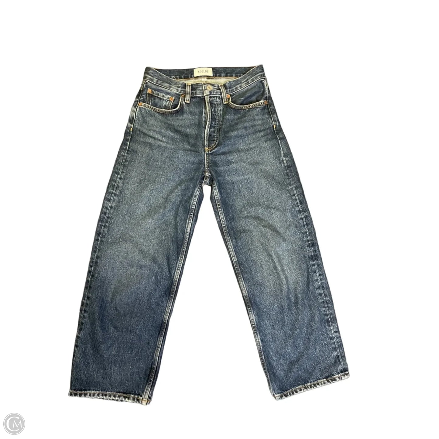 Jeans Wide Leg By Agolde In Blue Denim, Size: Xxs