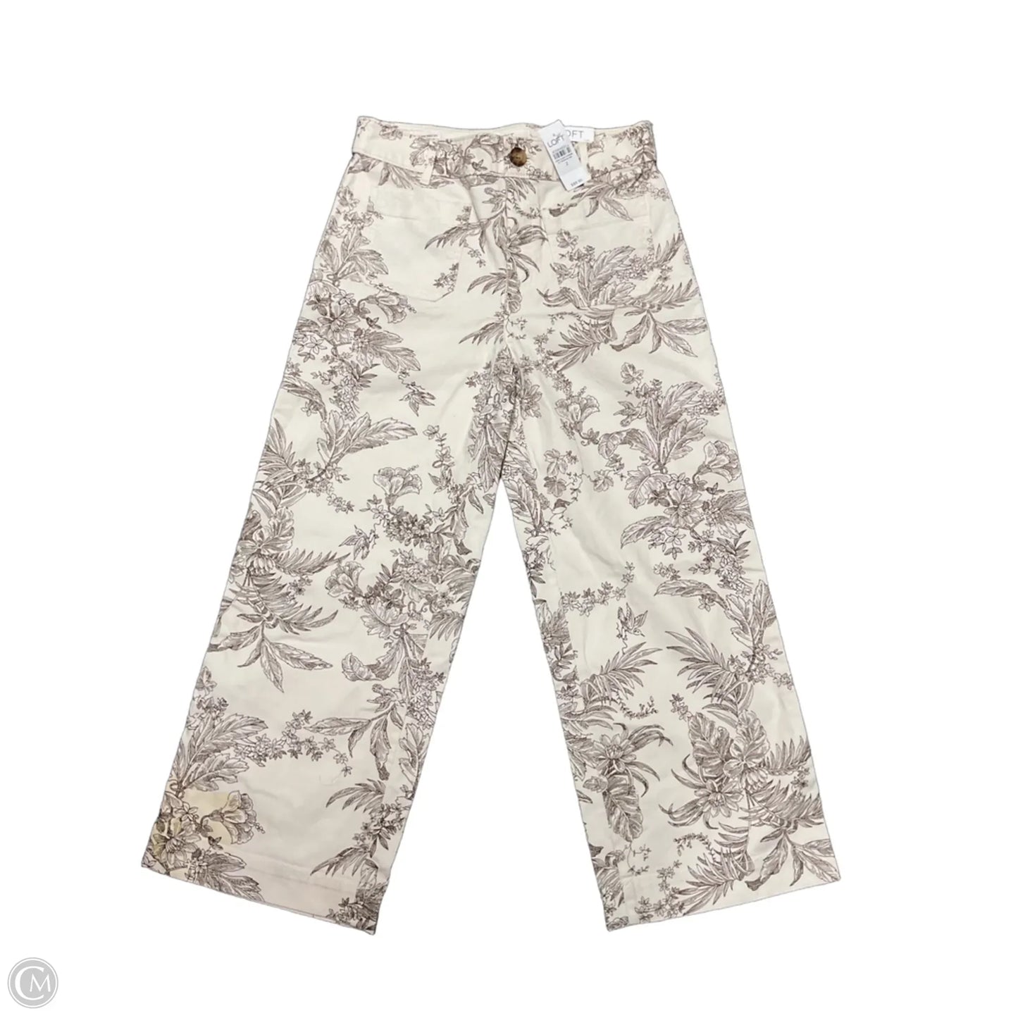 Pants Wide Leg By Loft In Brown & Cream, Size: 2