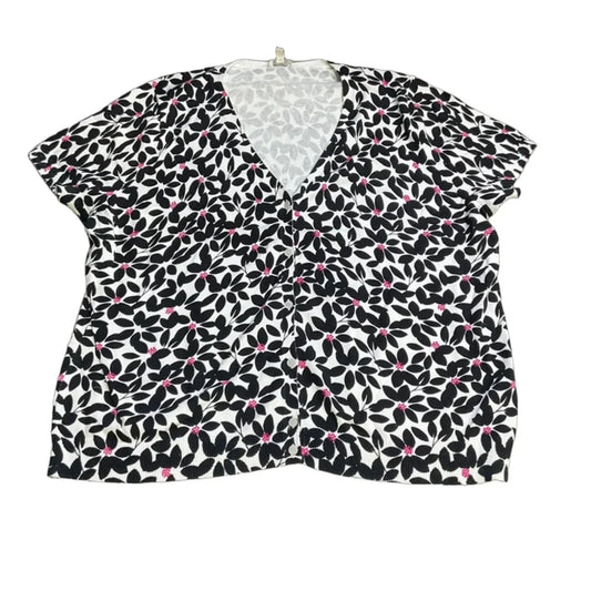 Cardigan By Talbots In Black & White, Size: 3x