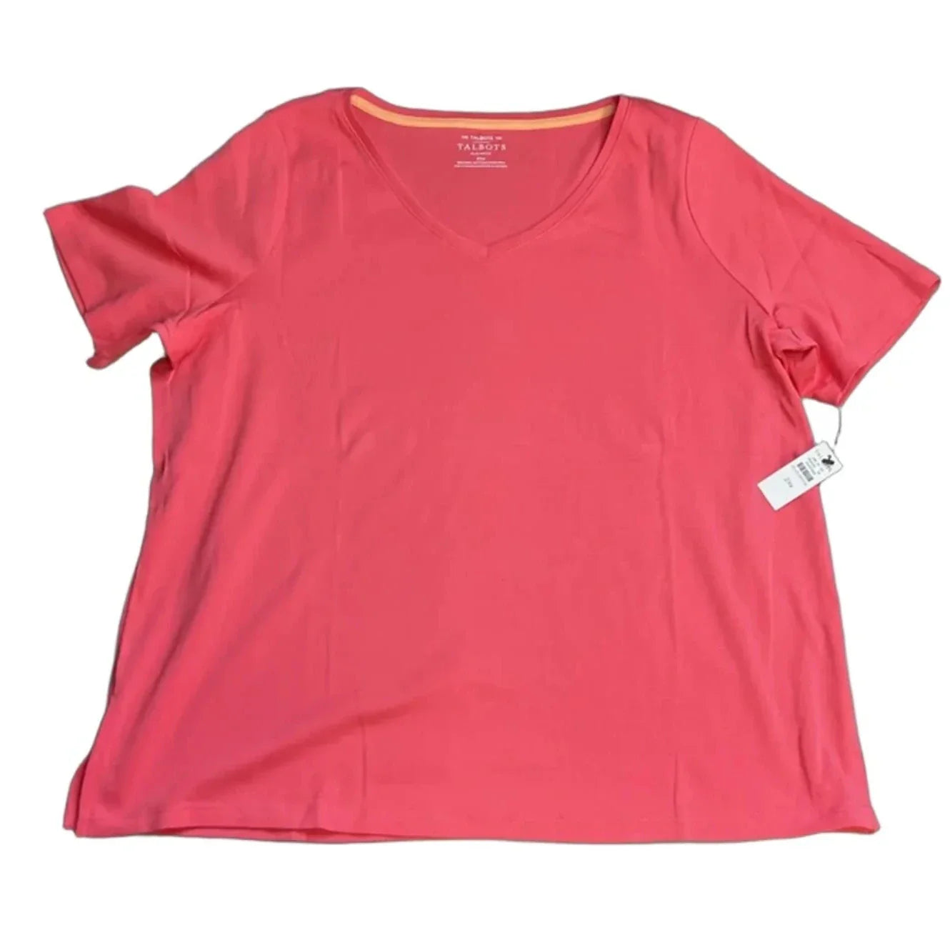 Top Short Sleeve Basic By Talbots In Coral, Size: 2x