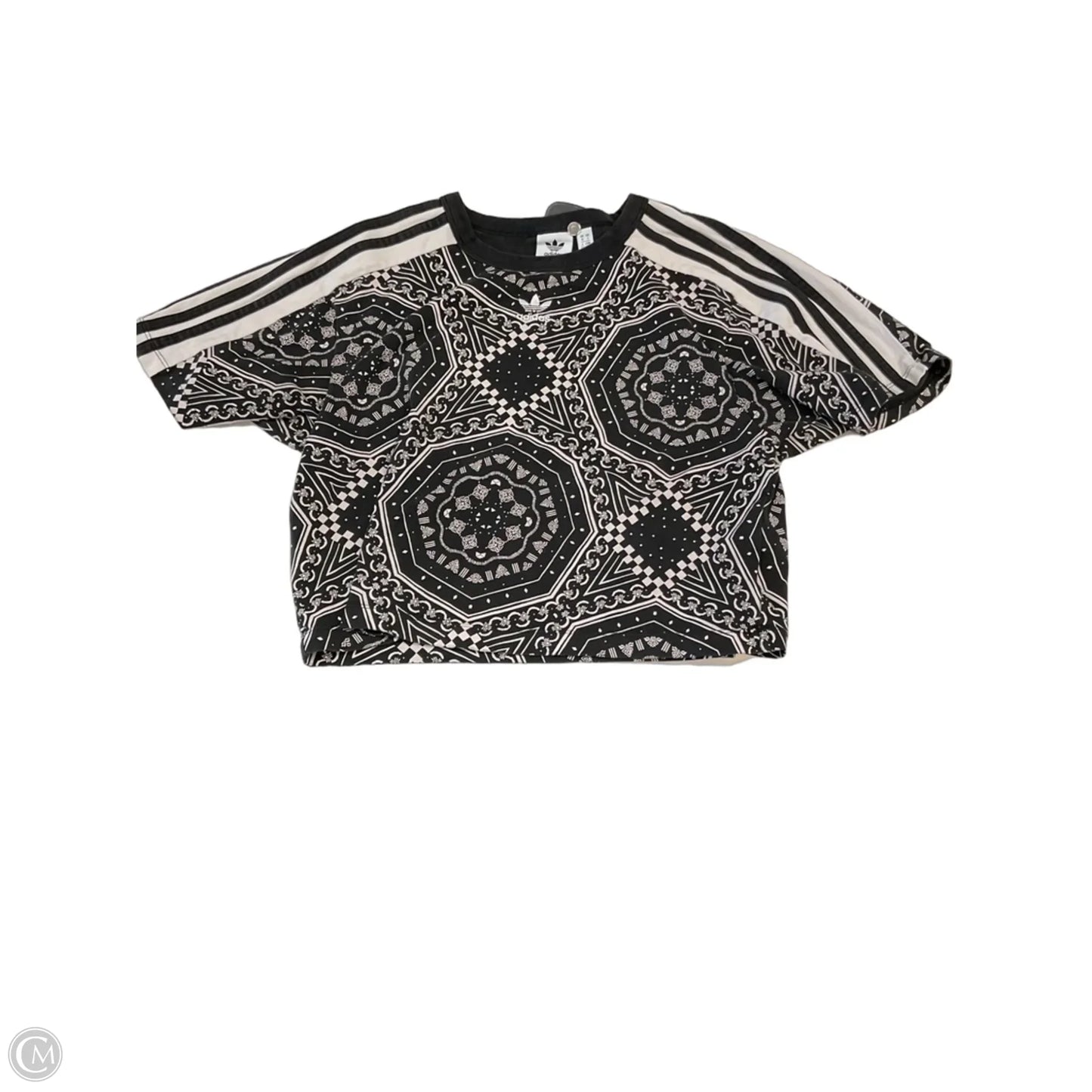 Athletic Top Short Sleeve By Adidas In Black & Grey, Size: S