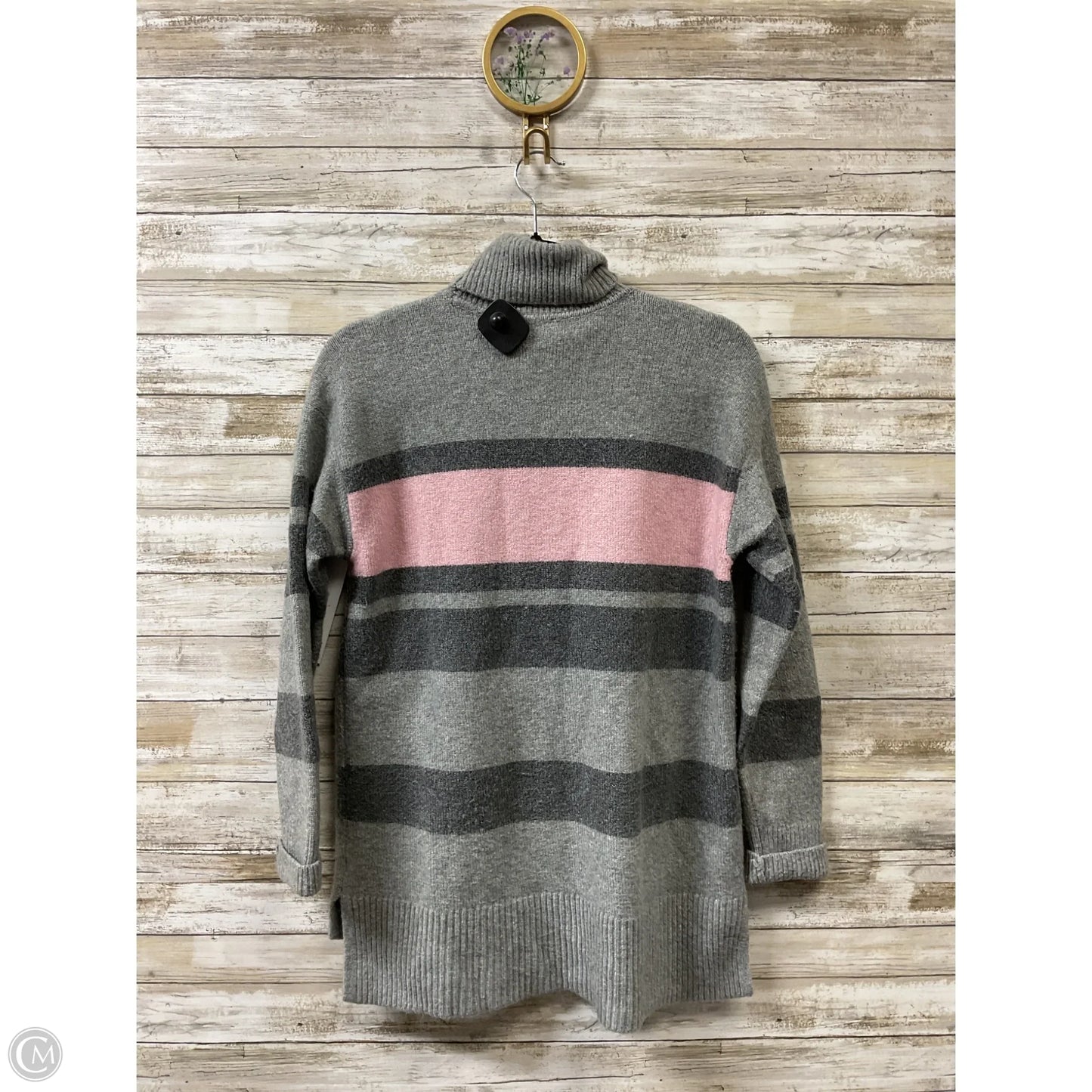 Sweater By Talbots In Grey & Pink, Size: Lp