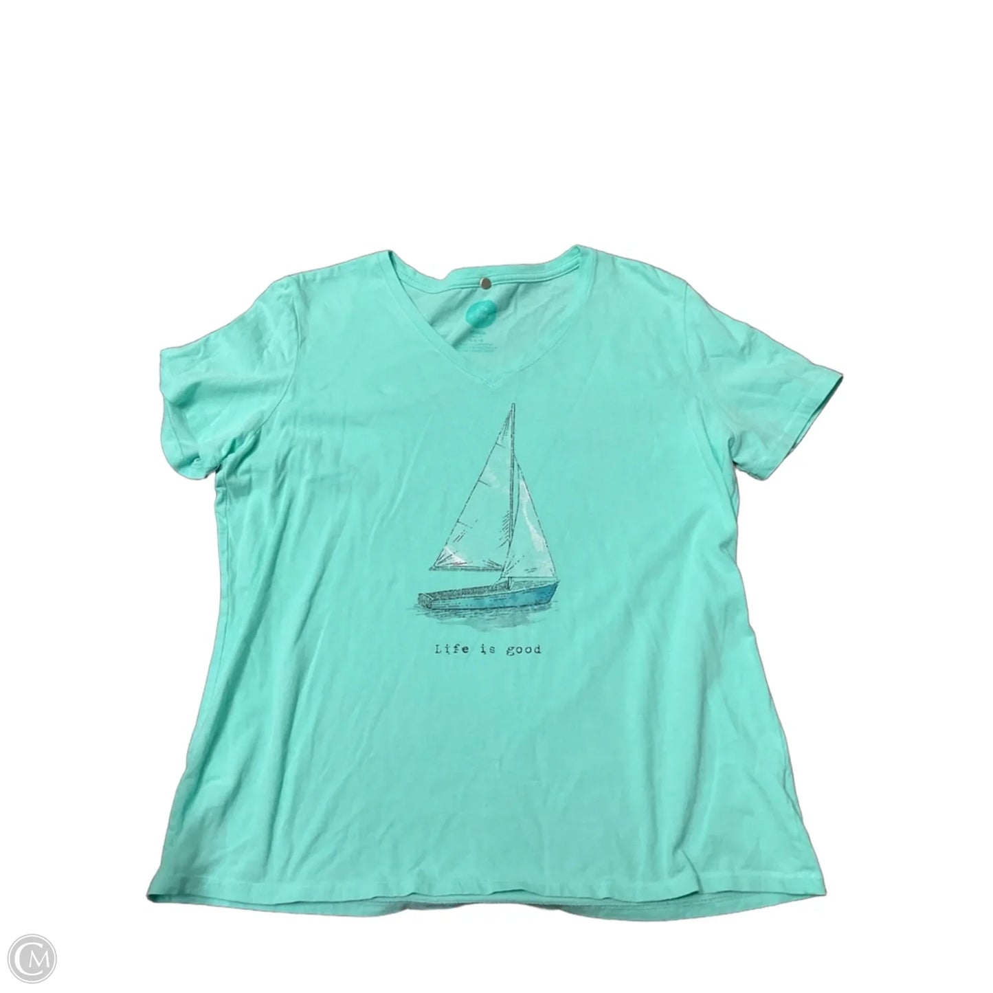 Top Short Sleeve By Life Is Good In Blue, Size: L