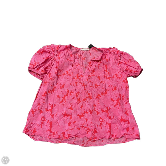 Blouse Short Sleeve By Karlie In Pink & Red, Size: L