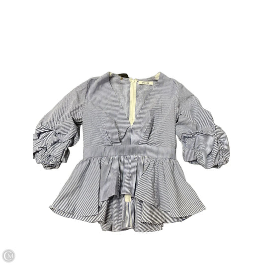 Blouse Short Sleeve By Do + Be In Blue & White, Size: M