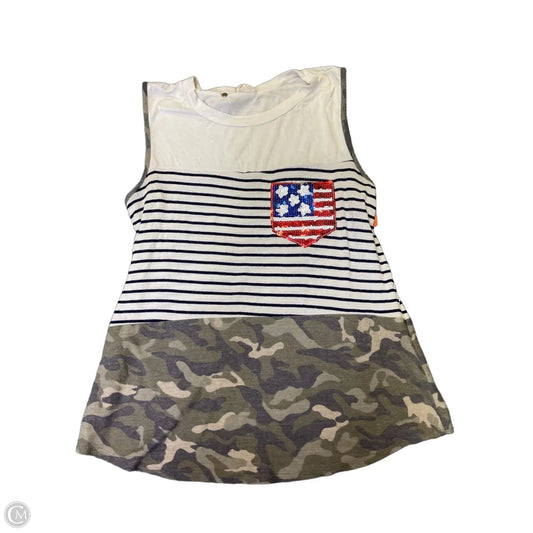 Top Sleeveless By Lovely Melody In Green & White, Size: L