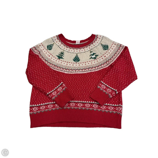 Sweater By Holiday Time In Green & Red, Size: 1x